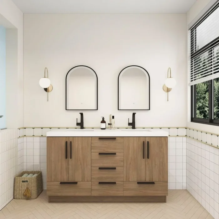 Carla 59 Inch White Oak Bathroom Vanity