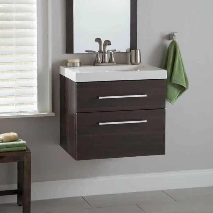 Larissa 31 Inch White Washed Oak Floating Bathroom Vanity
