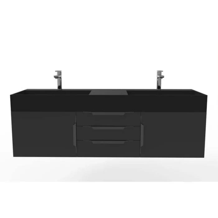 Maranon 60 Inch Matte White Double Sink Floating Bathroom Vanity