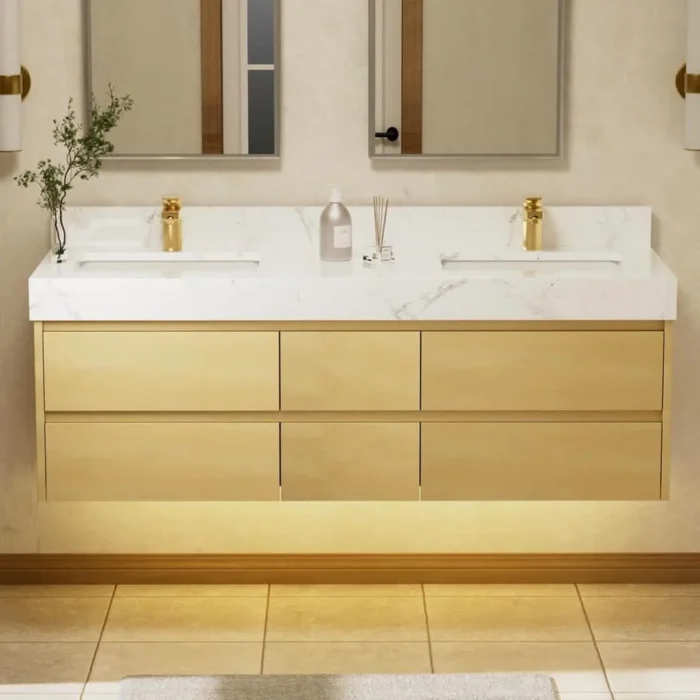 MarbleLux 48 Inch Blue Floating Bathroom Vanity