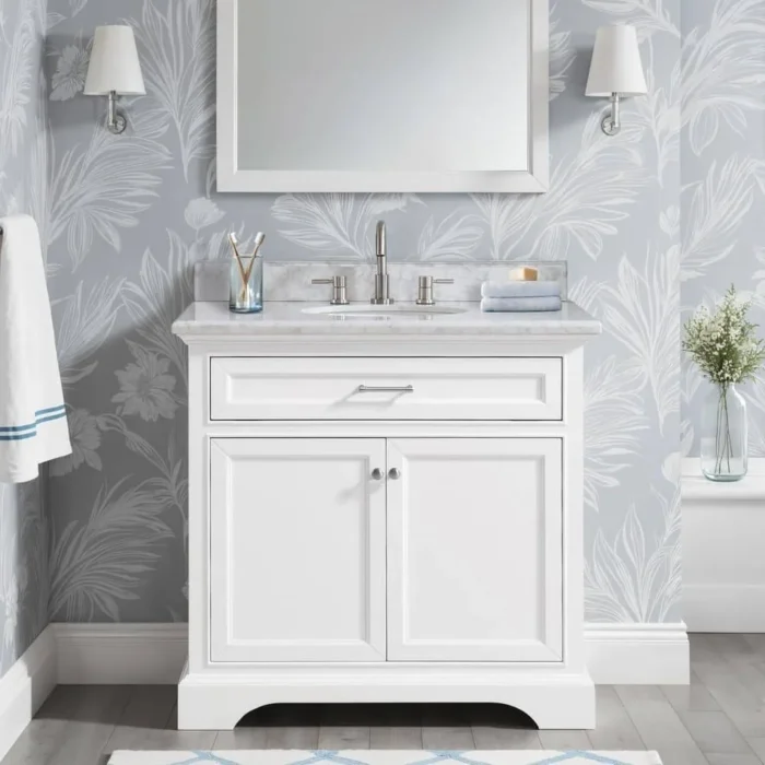 Windlowe 37 Inch White Bathroom Vanity